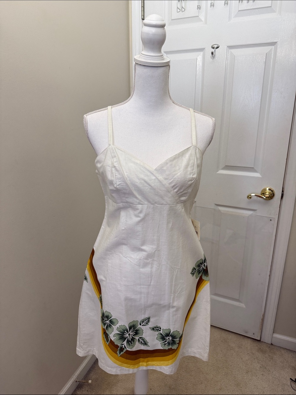 White Floral Spaghetti-Strap Sundress